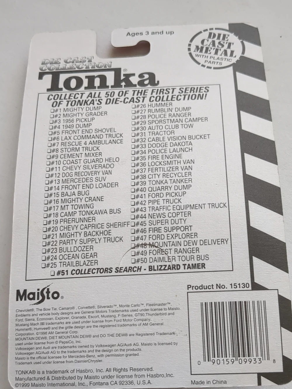 Maisto Tonka Collectors Search Blizzard Tamer #51